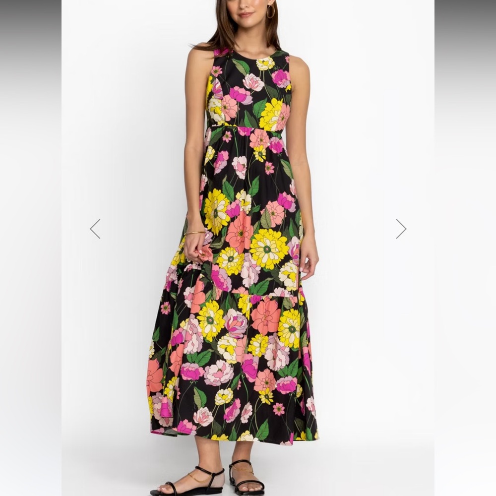 Johnny Was Black Floral Maxi Dress